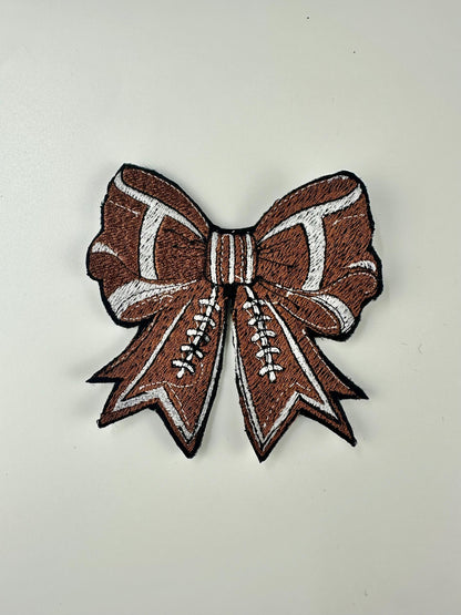 Embroidered Sports Bow Patch, Football Soccer Cheer bow Patch, Team Spirit Bow, Sew On with Iron-On Adhesive for Placement