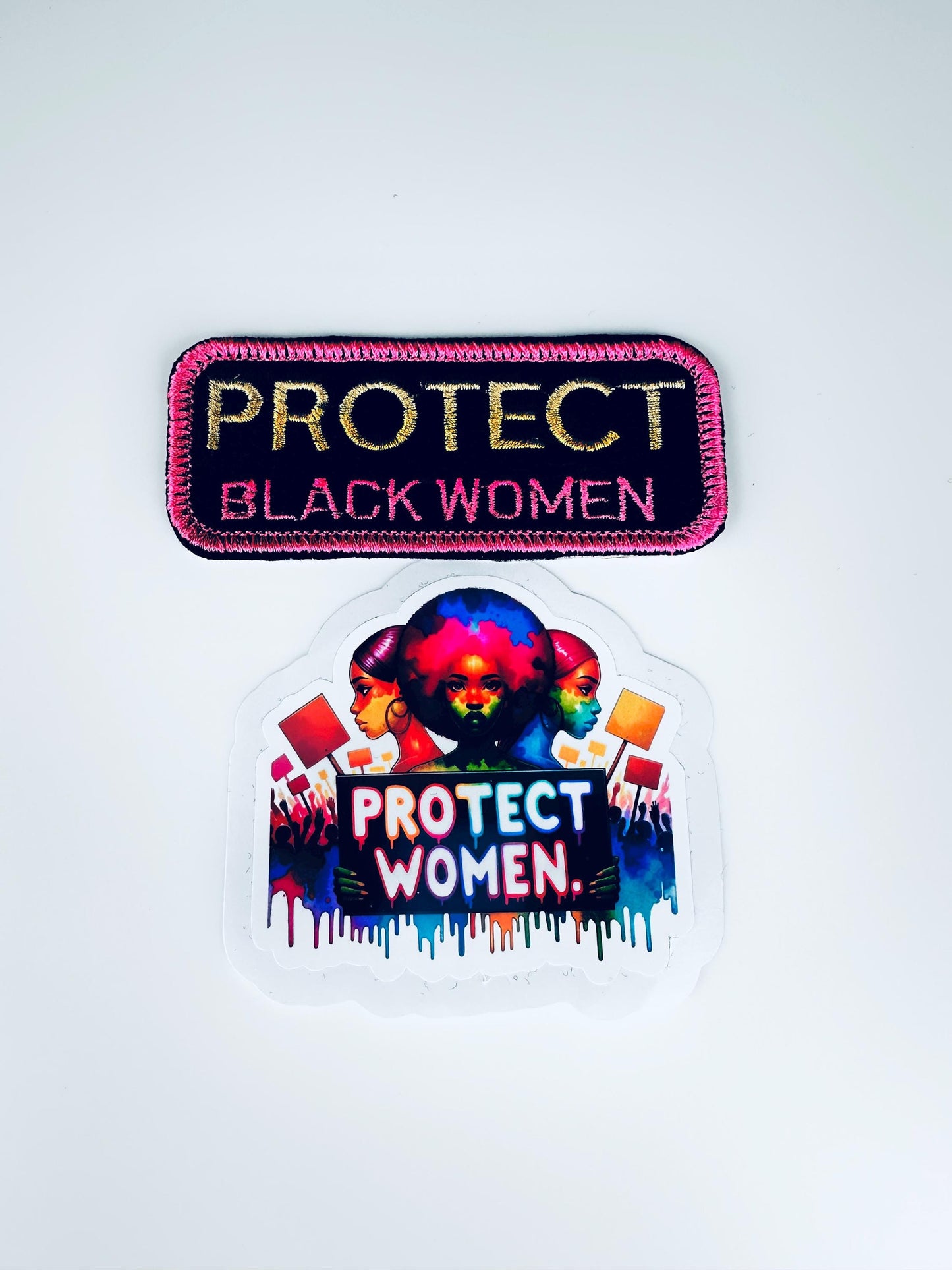 Protect Black Women Vinyl Sticker & Embroidery Patch Set. 3 styles-Statement patch, BGM 8.00