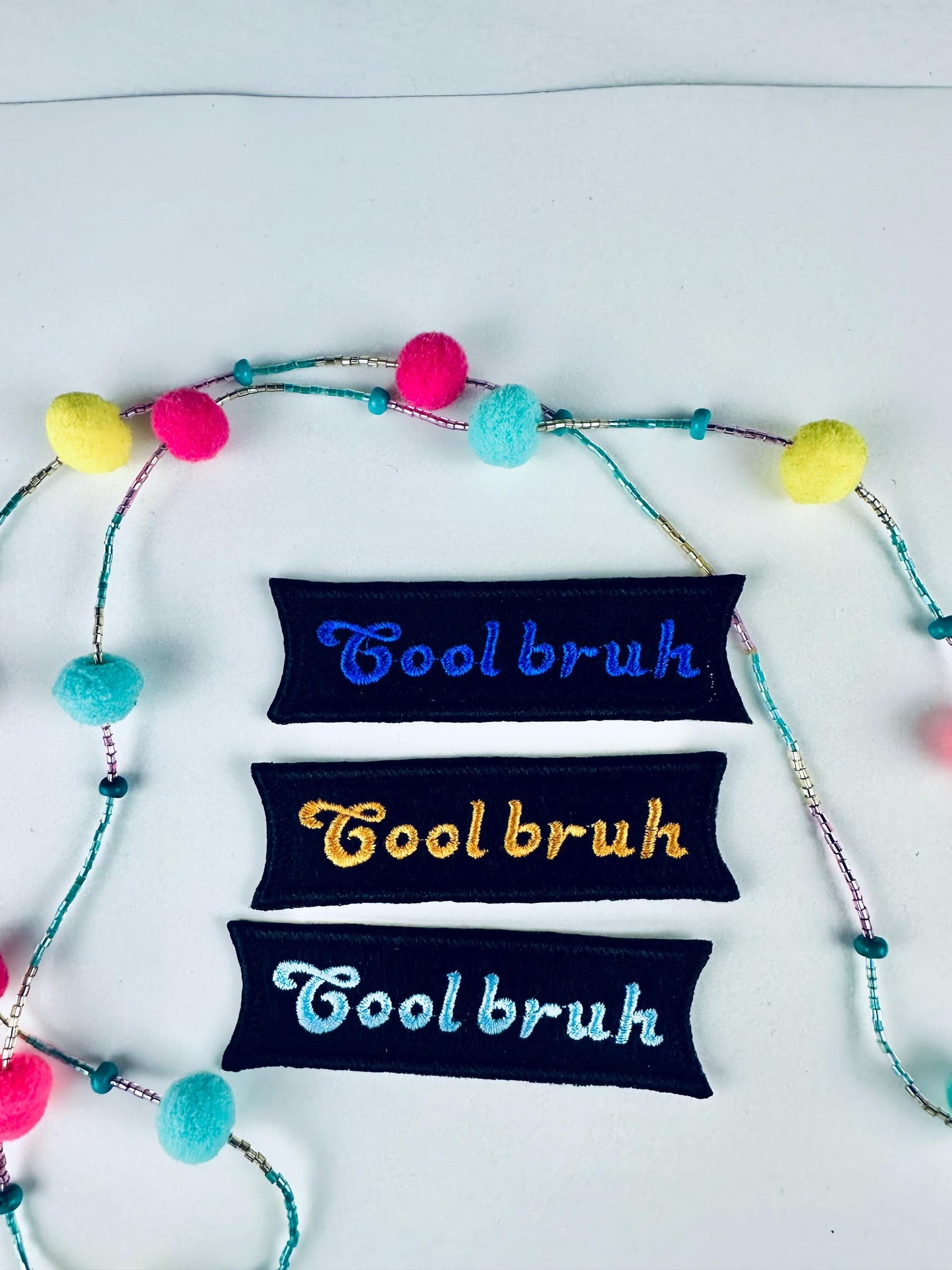Cool Bruh Embroidery Patch, Bruh Backpack Patch in Light Blue, Royal Blue and Gold, Sew On Patch with Iron-On Backing for Placement