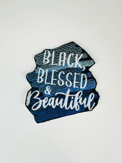 Black, Blessed & Beautiful Embroidery Patch, Faith Based Black Queen Patch, Sew On Patch with Iron-On Adhesive for Placement