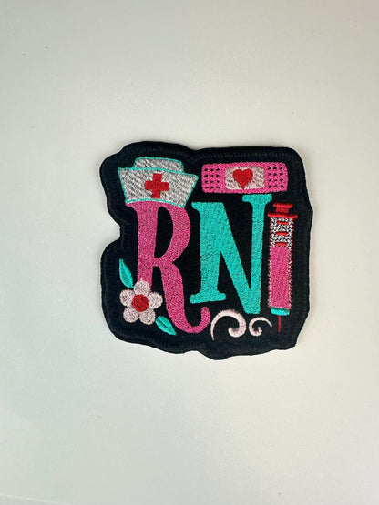 Embroidered RN Patch: Nurse Applique, Iron-On or Sew-On