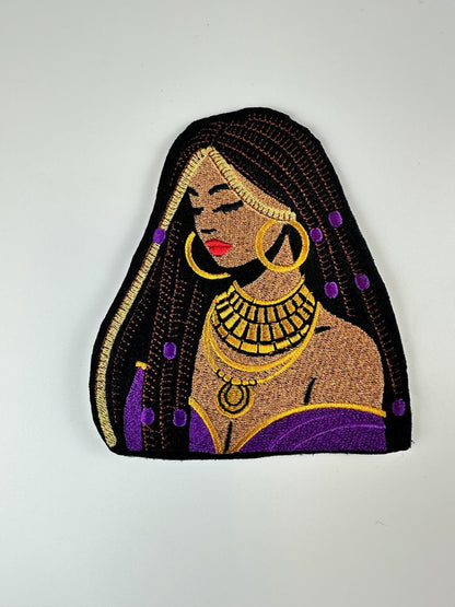 African Queen Embroidery Patch: Ethnic Beauty with Braids-Cultural style 10.33