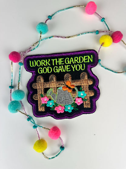Inspirational Flower Garden Embroidery Patch, Faith Based Sew On Patch, Christian Floral for Jackets, Bags & Bible Covers