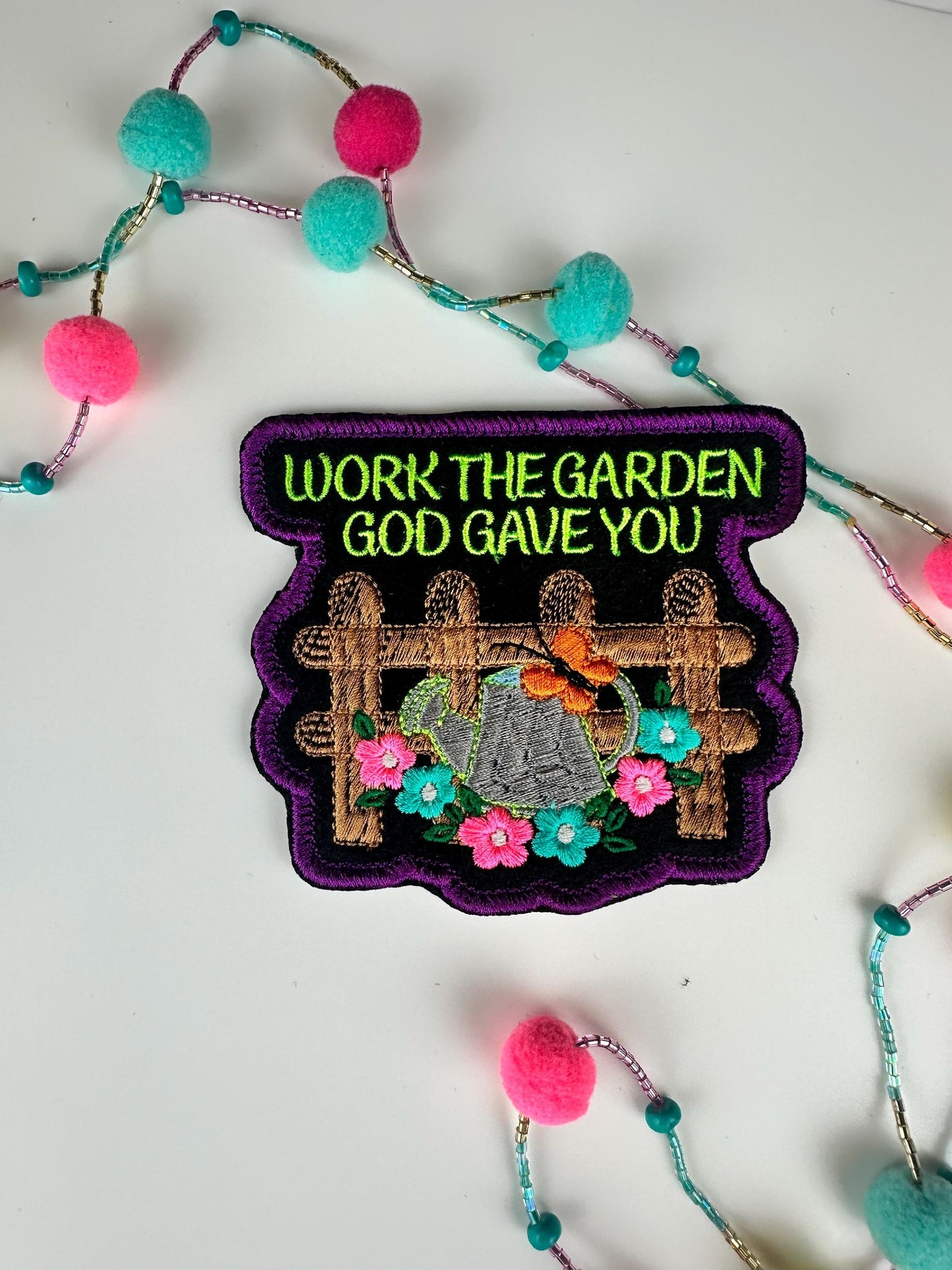Inspirational Flower Garden Embroidery Patch: Faith-Based Design