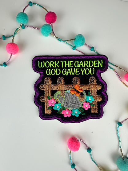 Inspirational Flower Garden Embroidery Patch: Faith-Based Design