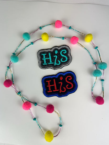 His and Hers Embroidery Patch Set: Satin Border Couple Patches