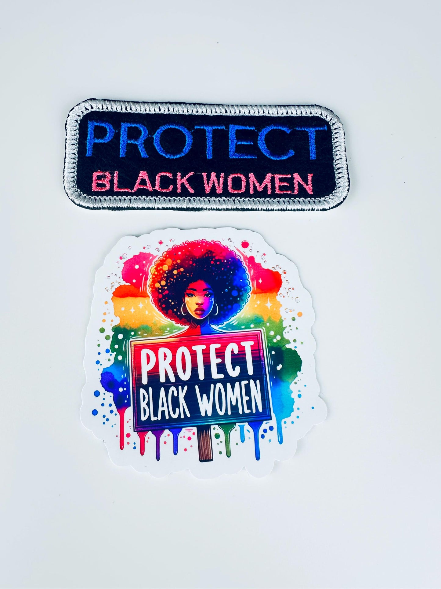 Protect Black Women Vinyl Sticker & Embroidery Patch Set. 3 styles-Statement patch, BGM 8.00