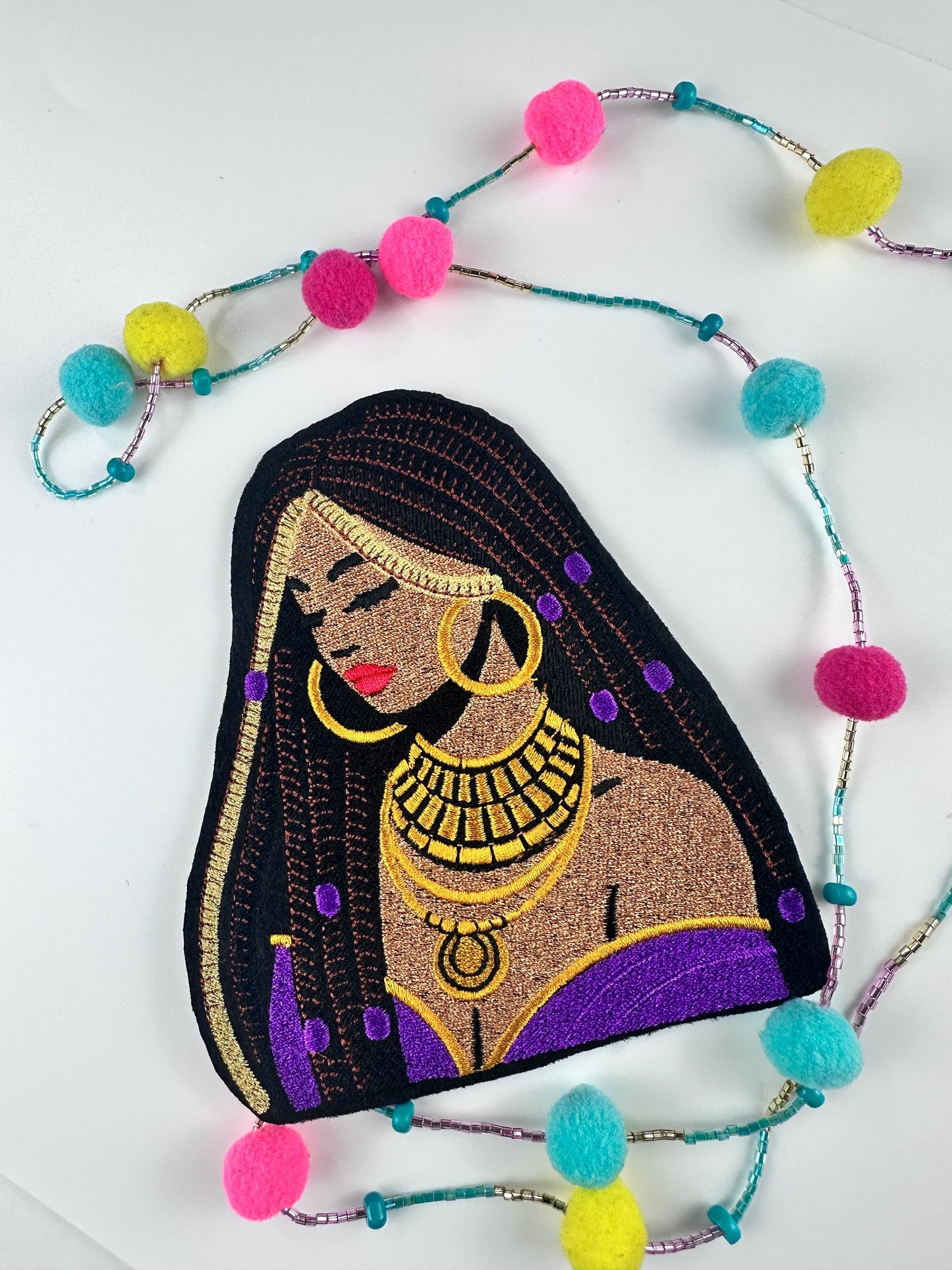 African Queen Embroidery Patch: Ethnic Beauty with Braids-Cultural style 10.33