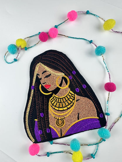 African Queen Embroidery Patch: Ethnic Beauty with Braids-Cultural style 10.33
