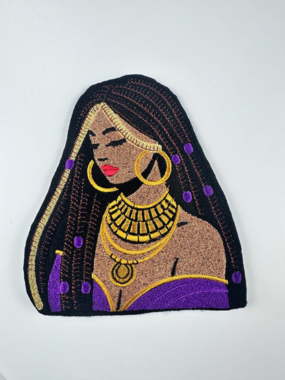 African Queen Embroidery Patch: Ethnic Beauty with Braids-Cultural style 10.33