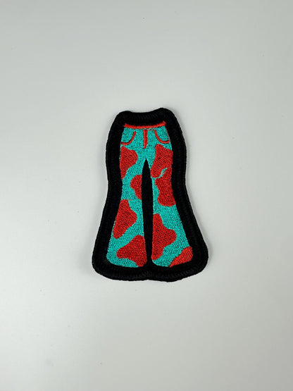 Retro 70s Bell Bottom Pants Embroidery Patch: blue, red green Hippie Disco Style