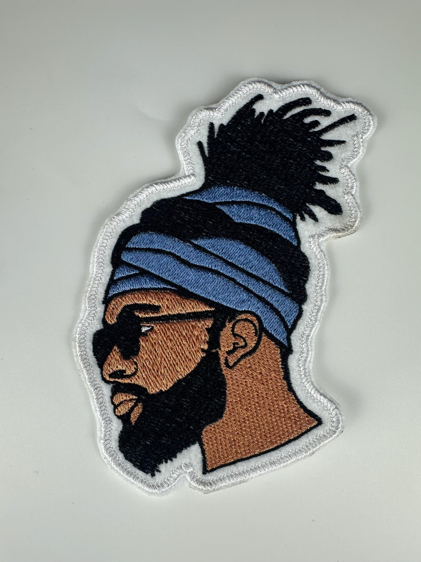Black Man With Dreads Embroidery Patch | Bearded Man With Shades | Head Wrap Patch | Afro Style Sew On Patch | Cultural Gift