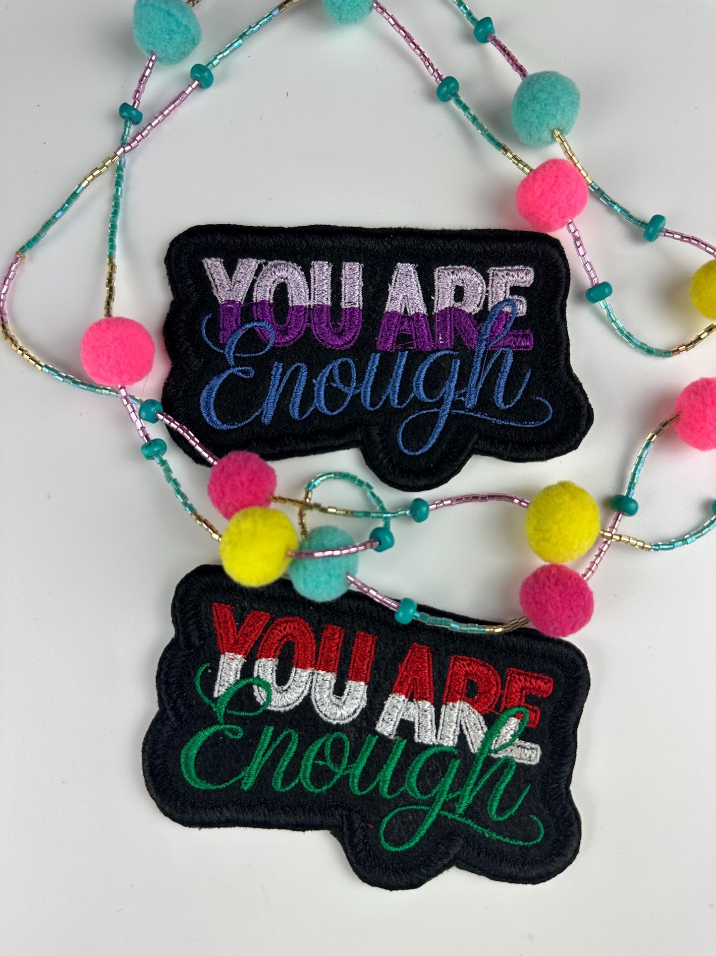 You Are ENOUGH Embroidery Patch, Inspirational Self Love Patch with Satin Border, Positive Sew On Patch with Iron-On Adhesive for Placement