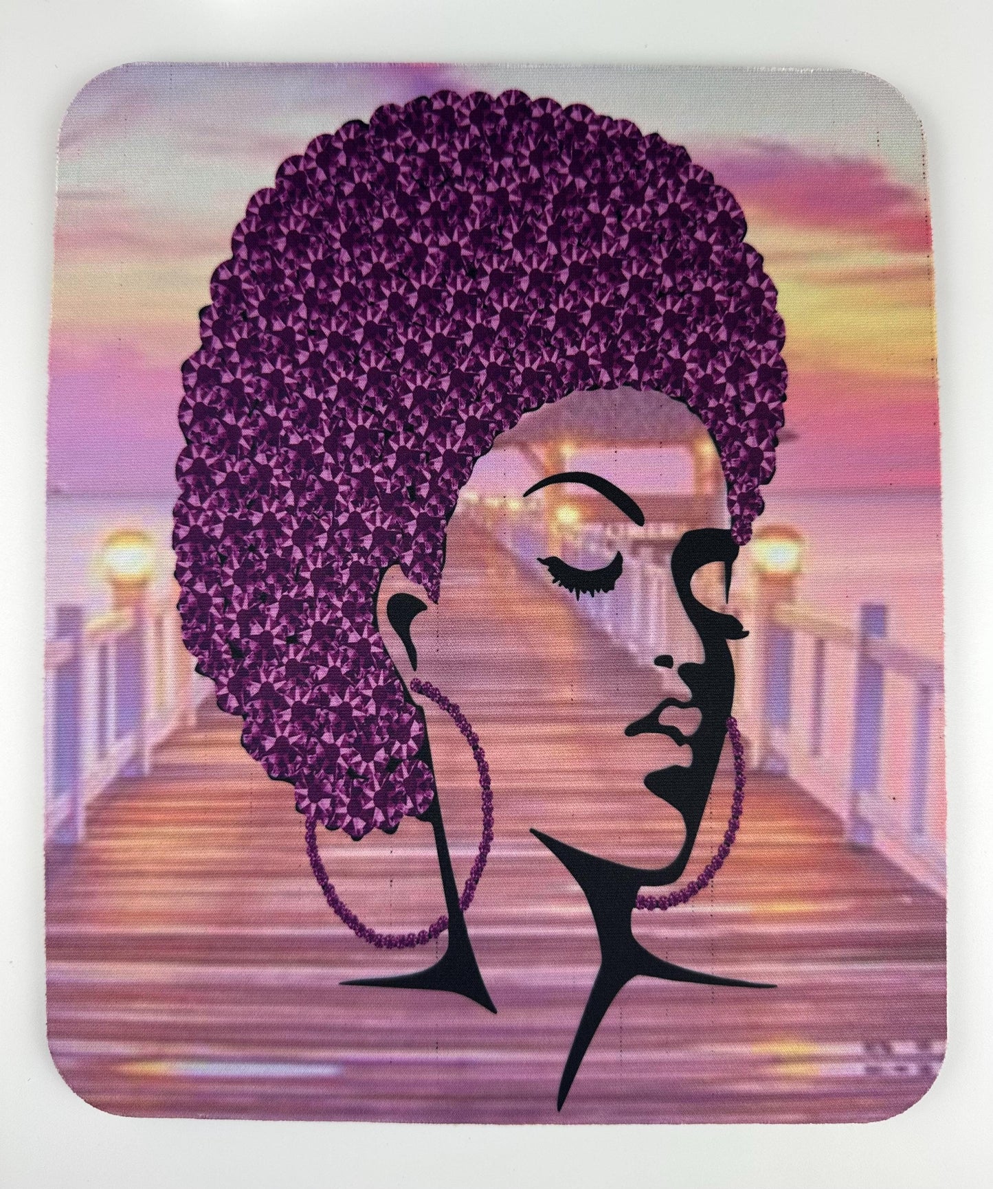 Beautiful Black Women Mouse Pad | Vibrant Afrocentric Art | 1/4" thick Non-slip | Inspiration Gift for Her