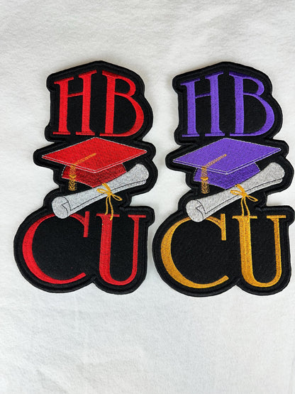 HBCU Graduation Cap Patch, Large 10 Inch HBCU Embroidery Patch with Diploma, Black College Pride Iron On for Jackets & Stoles