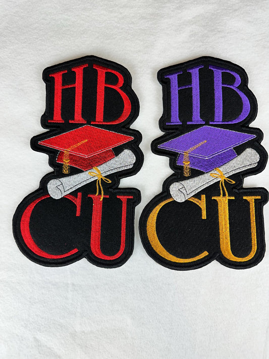 HBCU Graduation Cap Patch, Large 10 Inch HBCU Embroidery Patch with Diploma, Black College Pride Iron On for Jackets & Stoles