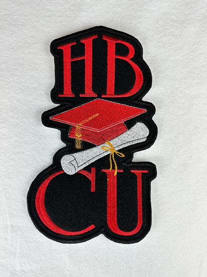 HBCU Graduation Cap Patch, Large 10 Inch HBCU Embroidery Patch with Diploma, Black College Pride Iron On for Jackets & Stoles