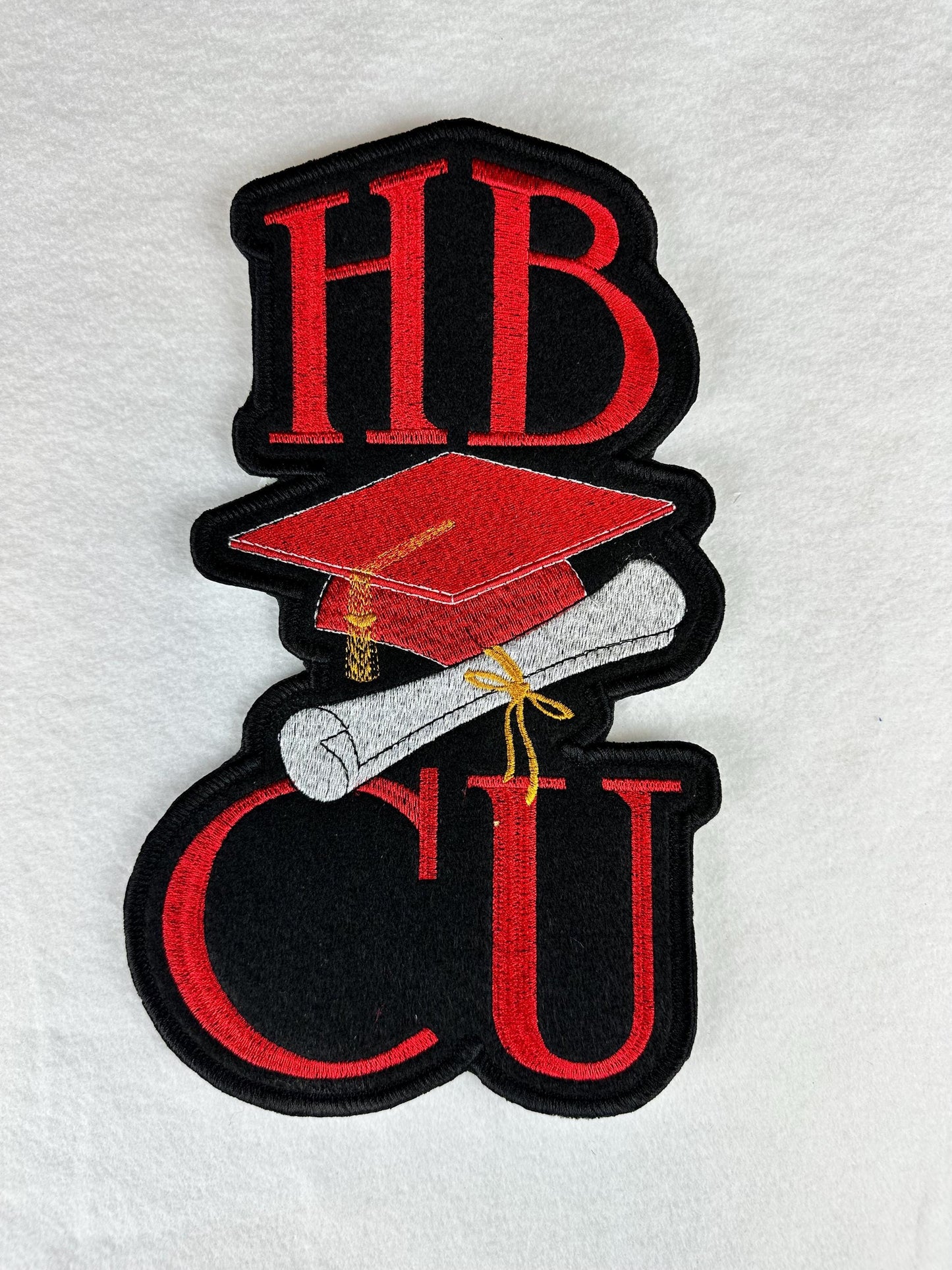 HBCU Graduation Cap Patch, Large 10 Inch HBCU Embroidery Patch with Diploma, Black College Pride Iron On for Jackets & Stoles