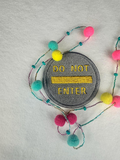 Do Not Enter Embroidery Patch, Safety Warning Patch with Satin Border, Sew On Patch with Iron-On Adhesive for Placement