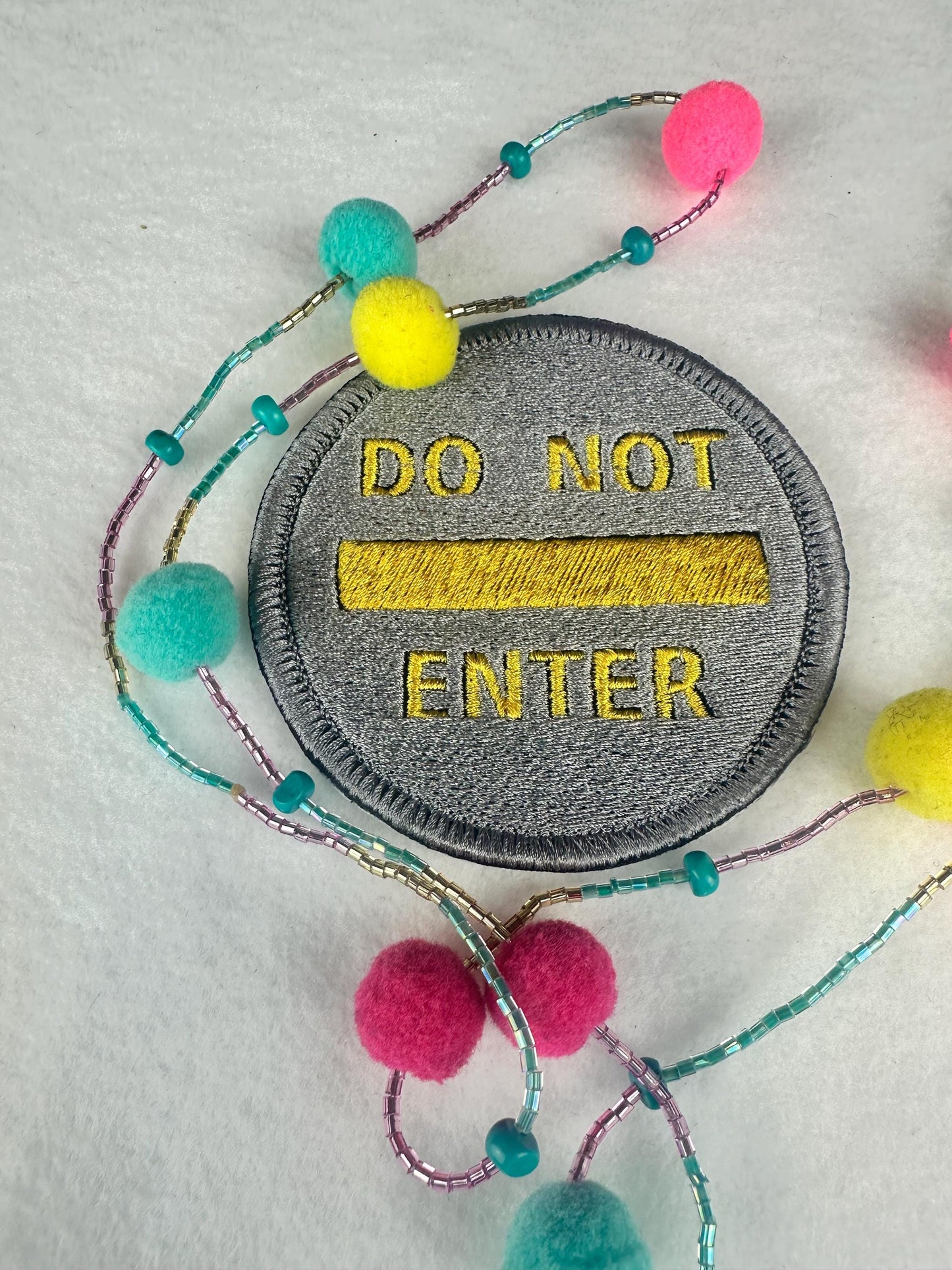 Do Not Enter Embroidery Patch, Safety Warning Patch with Satin Border, Sew On Patch with Iron-On Adhesive for Placement