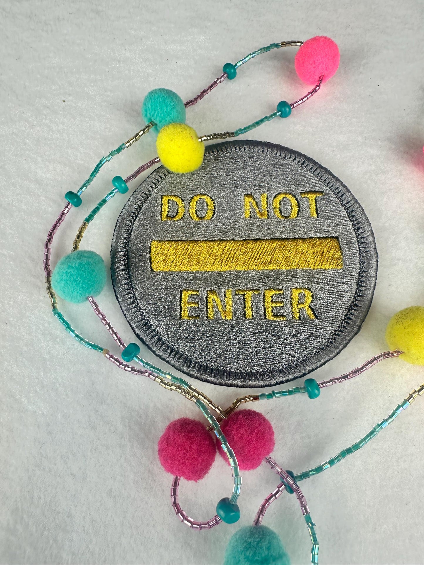 Do Not Enter Embroidery Patch, Safety Warning Patch with Satin Border, Sew On Patch with Iron-On Adhesive for Placement