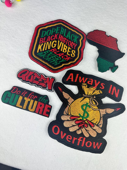 Juneteenth Embroidery Patch Bundle | Black History Patch Set | Afrocentric Patches | Do It For The Culture | Black Pride | 5 Piece Bundle