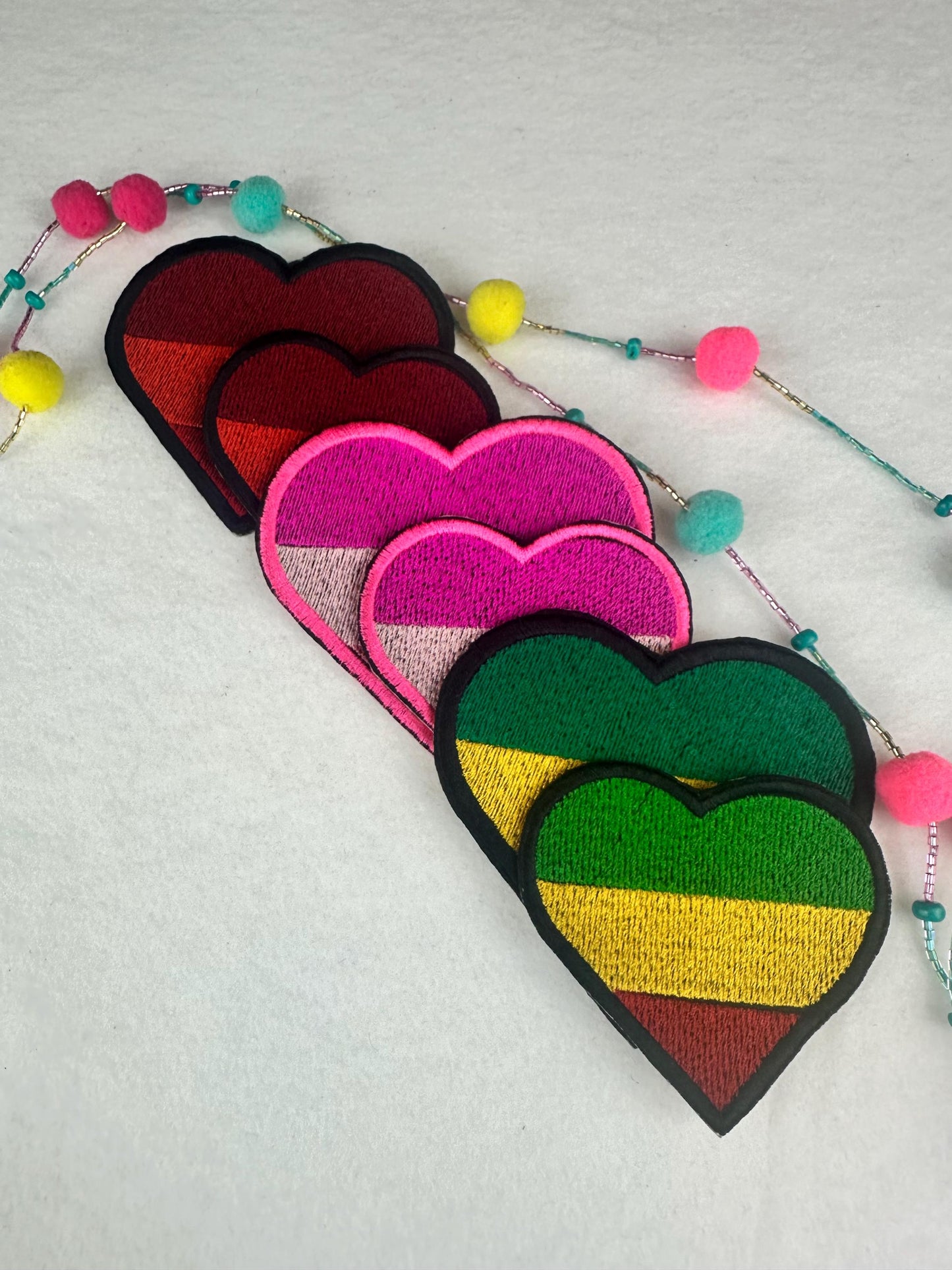 Heart Embroidery Patch Bundle, Set of 6 Heart Patches, Small & Medium Embroidered Hearts, Cute  Classic Designs