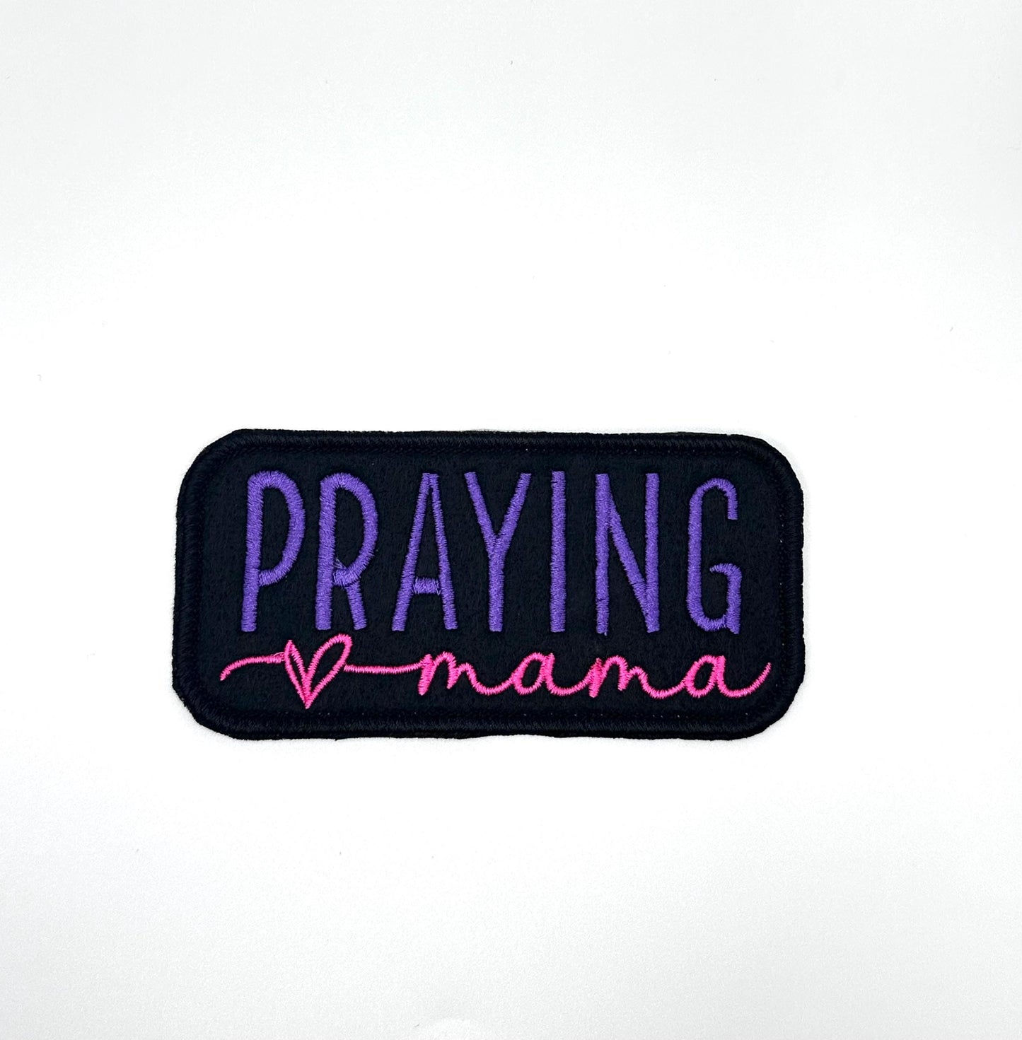 Praying Mama Embroidery Patch, Faith Based Sew On Applique (4.5" x 2"), Christian Mom Patch for Jackets, Bags & Bible Covers