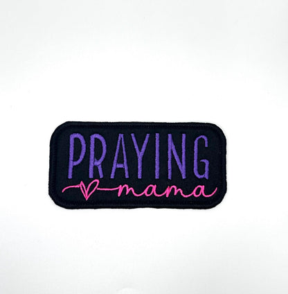 Praying Mama Embroidery Patch, Faith Based Sew On Applique (4.5" x 2"), Christian Mom Patch for Jackets, Bags & Bible Covers