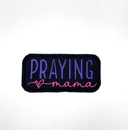 Praying Mama Embroidery Patch, Faith Based Sew On Applique (4.5" x 2"), Christian Mom Patch for Jackets, Bags & Bible Covers