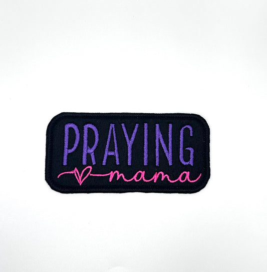 Praying Mama Embroidery Patch, Faith Based Sew On Applique (4.5" x 2"), Christian Mom Patch for Jackets, Bags & Bible Covers
