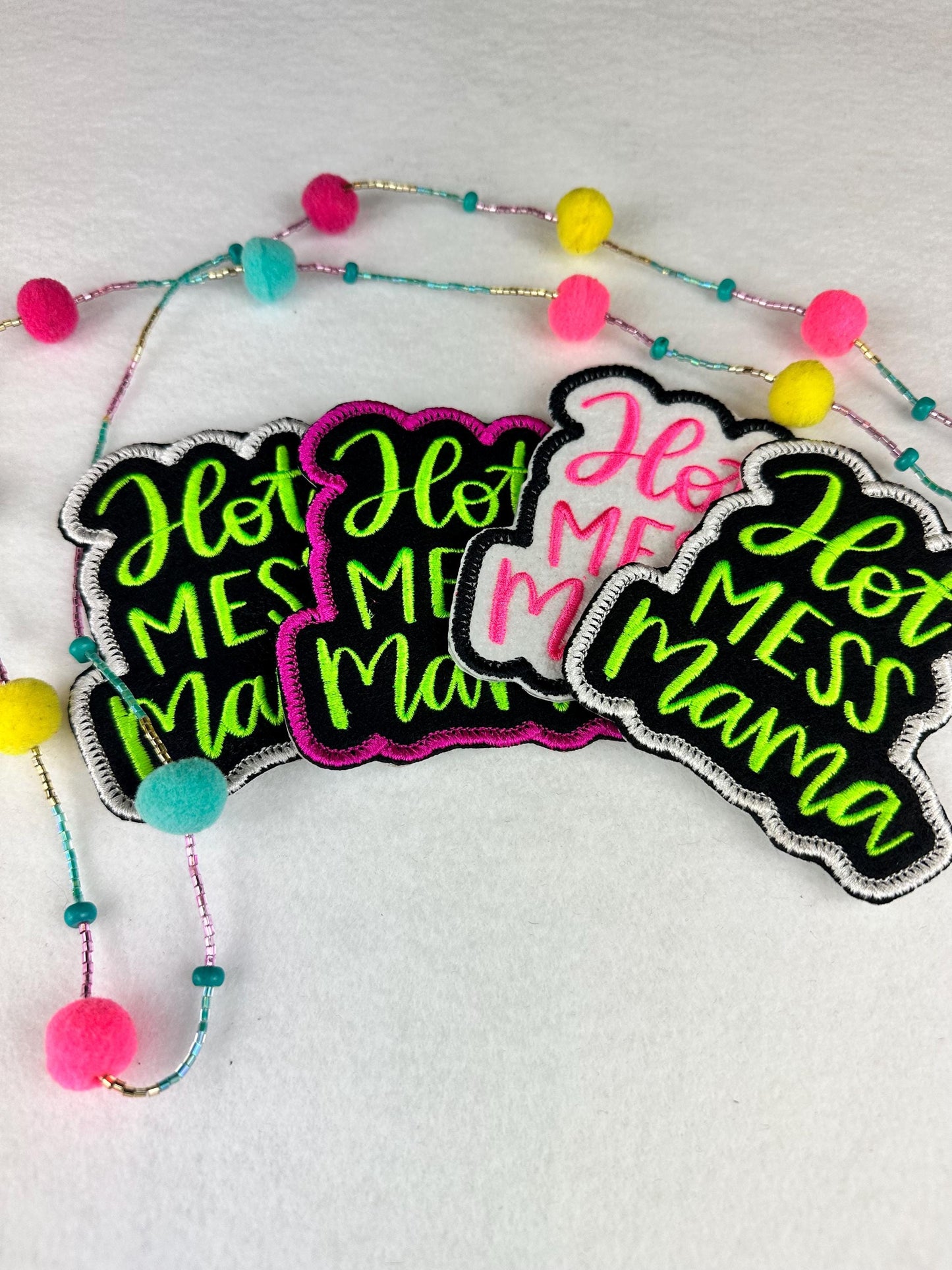 Hot Mess Mama Embroidery Patch, Fun Mom and Grandma Sew On Patch, Funny Mom Gift Applique for Jackets, Bags & Hats