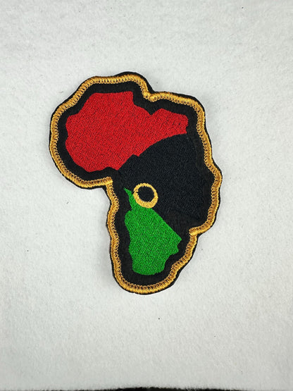 African Ethnic Woman in Africa Shape Embroidery Patch, Black Woman Patch with Satin Border, Sew On with Iron-On Placement, Tote Bags