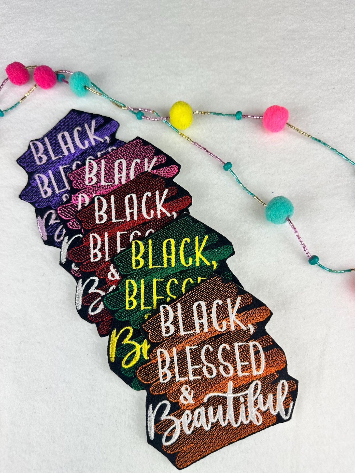 Black, Blessed, & Beautiful BUNDLE of 5 patches. Save on Bundles  Sew On Embroidery WITH iron on adhesive Patch for Jeans, Jacket Designs,