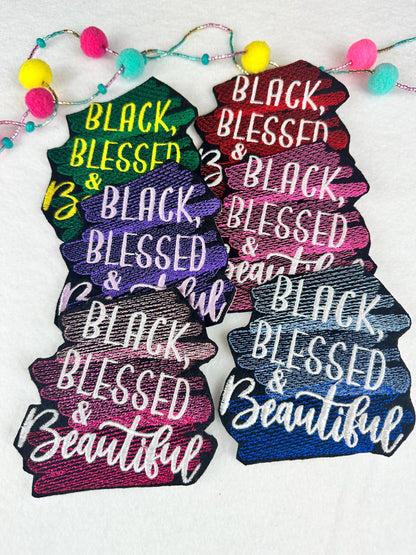 Black, Blessed & Beautiful Embroidery Patch, Faith Based Black Queen Patch, Sew On Patch with Iron-On Adhesive for Placement