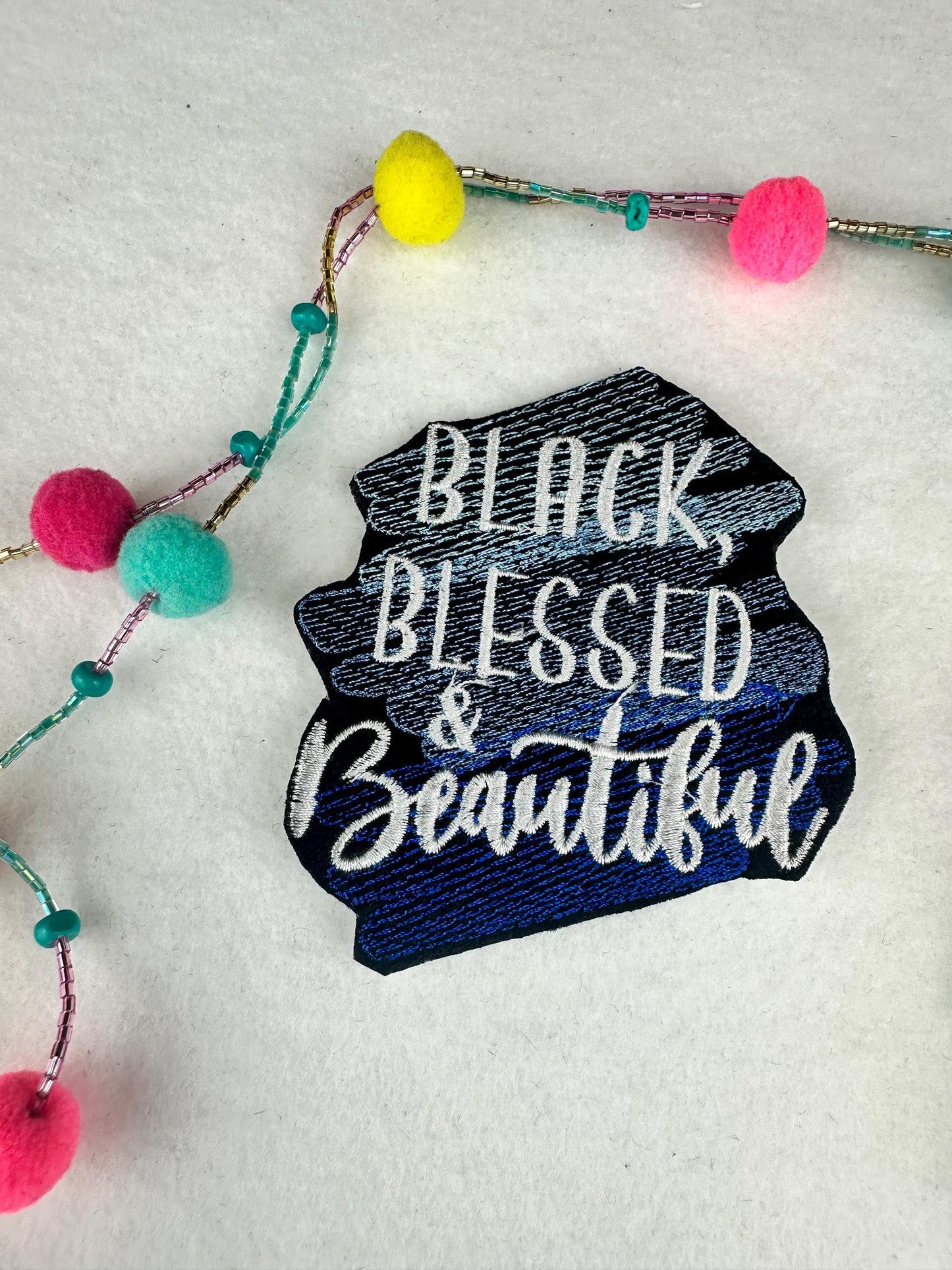 Black, Blessed & Beautiful Embroidery Patch, Faith Based Black Queen Patch, Sew On Patch with Iron-On Adhesive for Placement