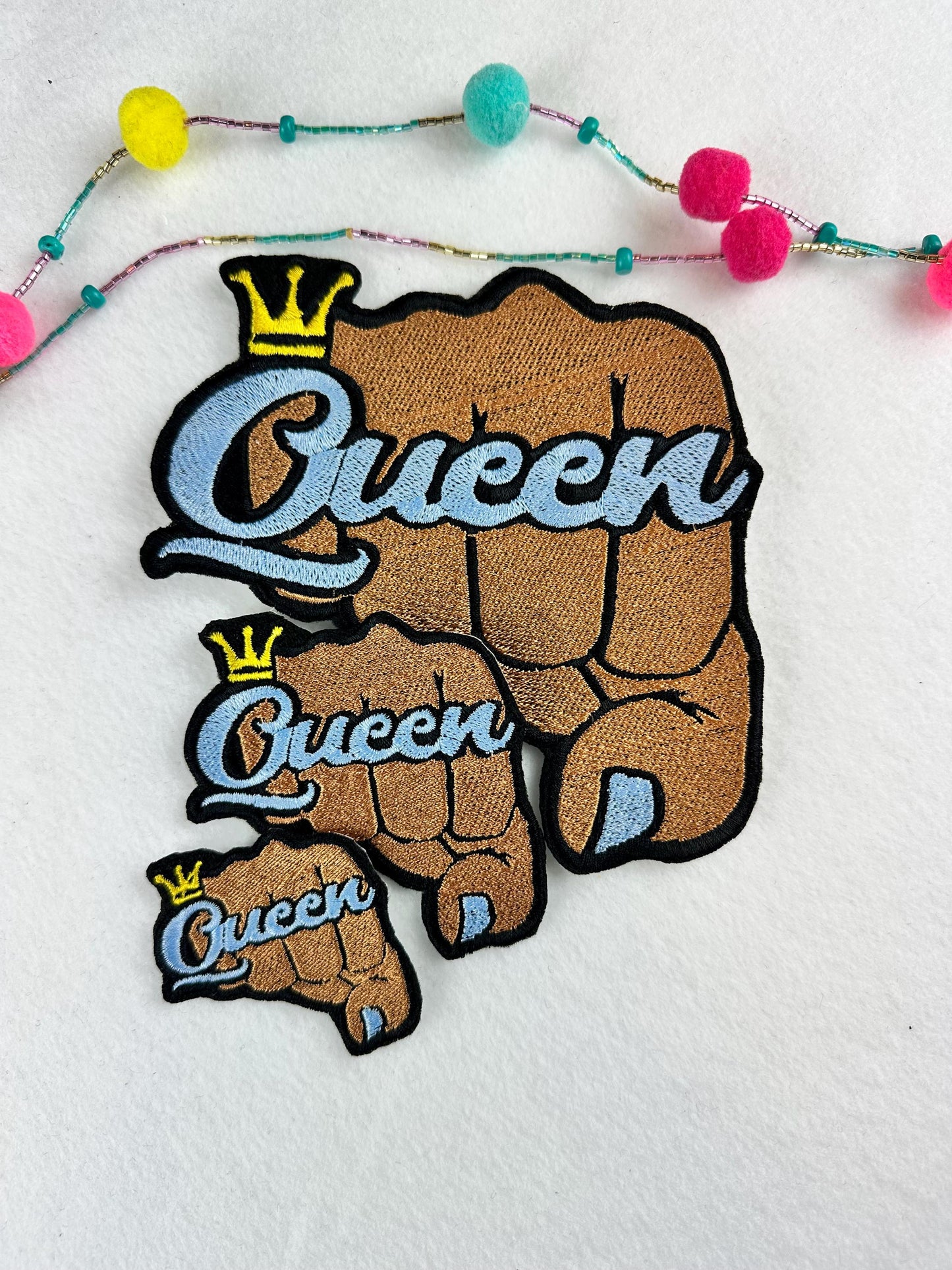 Queen Embroidery Patch Bundle (Set of 3), Small Medium Large, Colorful Queen Patches, Sew On with Iron-On Adhesive for Placement