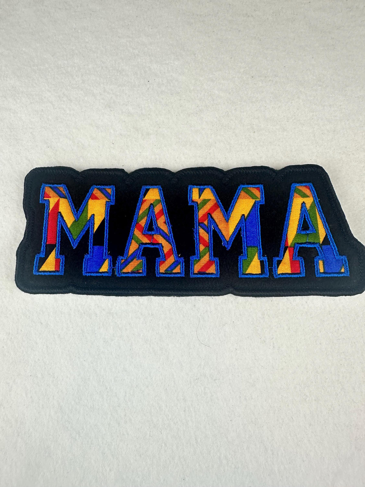 MAMA Embroidery Applique Patch, 7" | Colorful Fabrics Satin Border Patch, Jackets Bags Backpacks, Sew On with Iron-On Adhesive for Placement