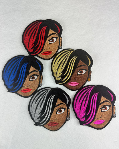 Afro Woman Embroidery Patch, 3D Black Woman for Jackets, Sew on with Iron on adhesive for placement, Tote Bags & Backpacks