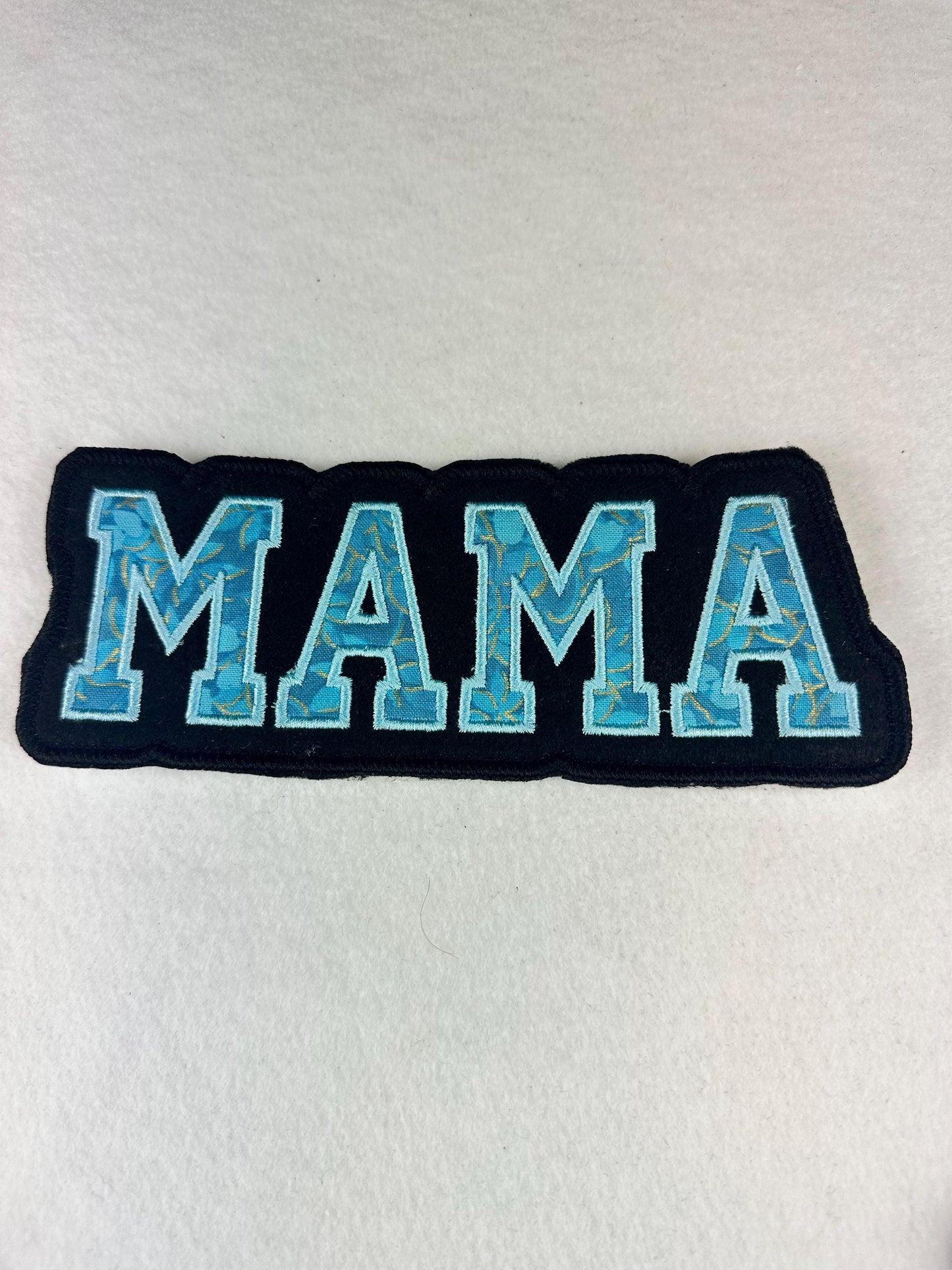MAMA Embroidery Applique Patch, 7" | Colorful Fabrics Satin Border Patch, Jackets Bags Backpacks, Sew On with Iron-On Adhesive for Placement