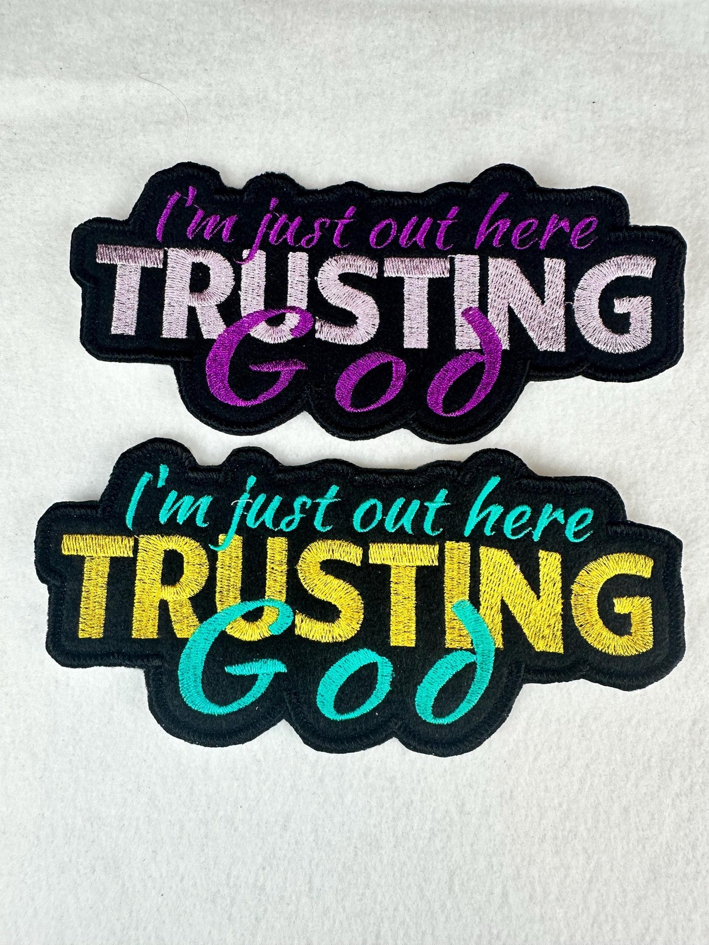 Trusting In God Embroidery Patch, Faith Based Christian Patch, Sew On Patch with Iron-On Adhesive for Placement, Jacket Bag Hoodie Patch