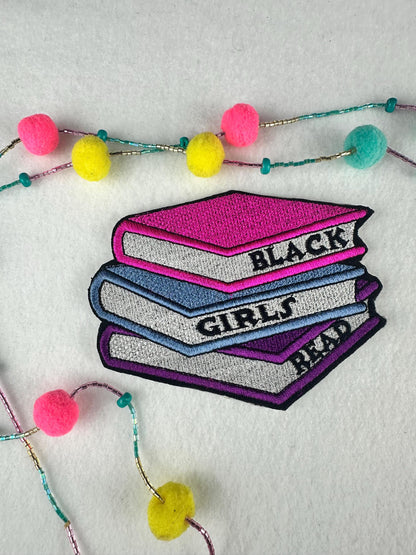 Black Girls Read Embroidery Patch, 4 1/4" Book Lover Patch, Sew On Patch with Iron-On Adhesive for Placement
