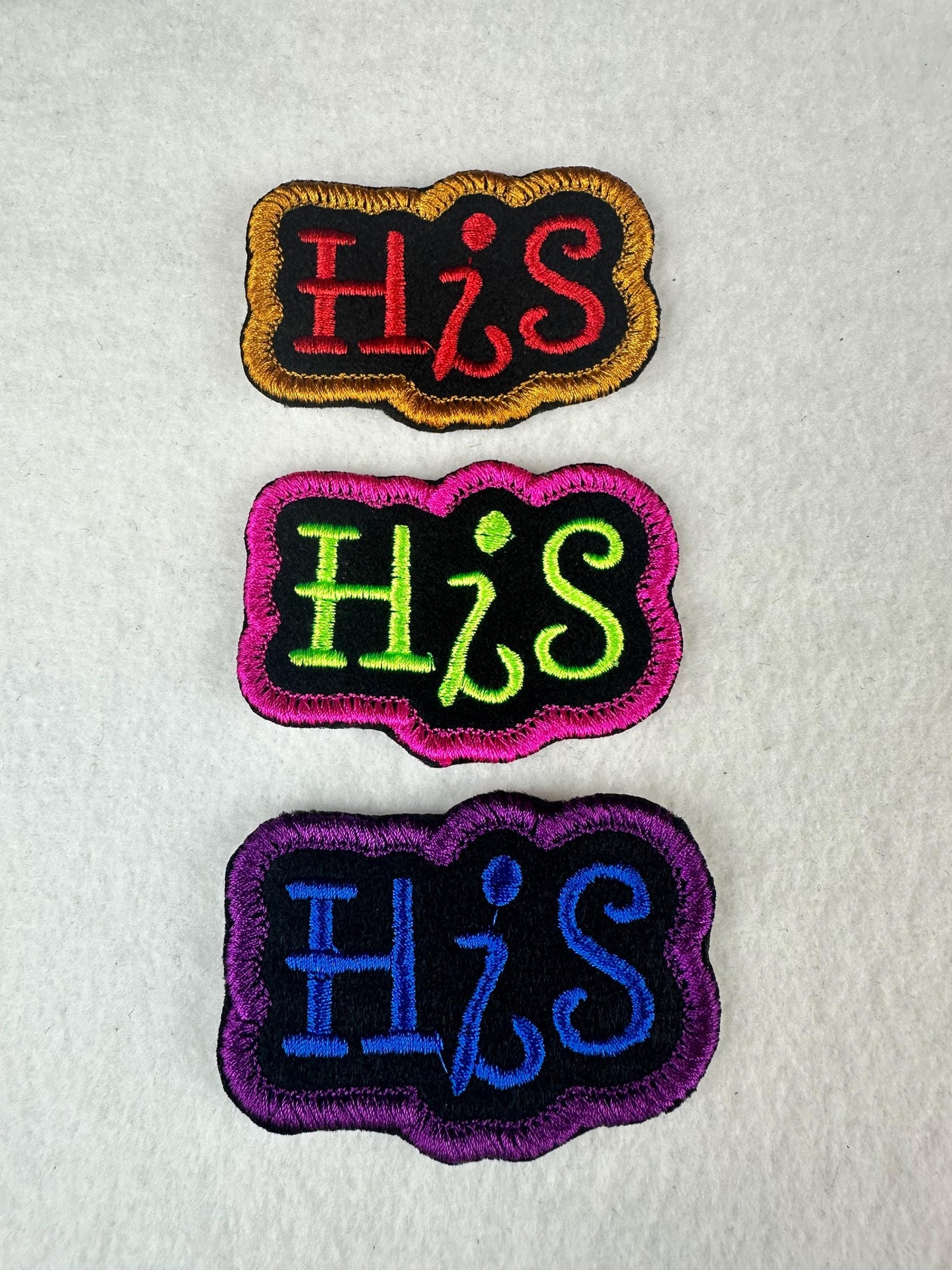 His and Hers Embroidery Patch Set, Satin Border Couple Patches, Sew On with Iron-On Adhesive for Placement, Jacket and Tote Bag Patch Set