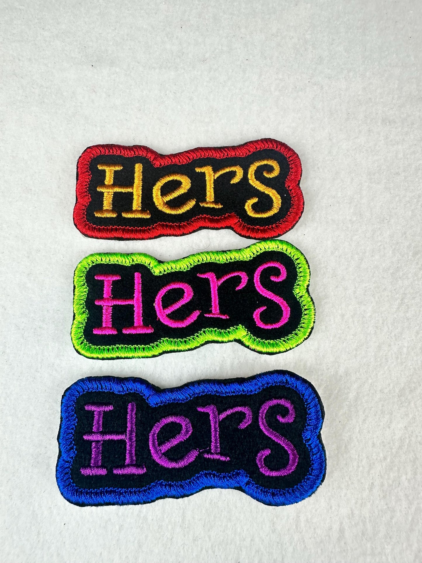 His and Hers Embroidery Patch Set, Satin Border Couple Patches, Sew On with Iron-On Adhesive for Placement, Jacket and Tote Bag Patch Set