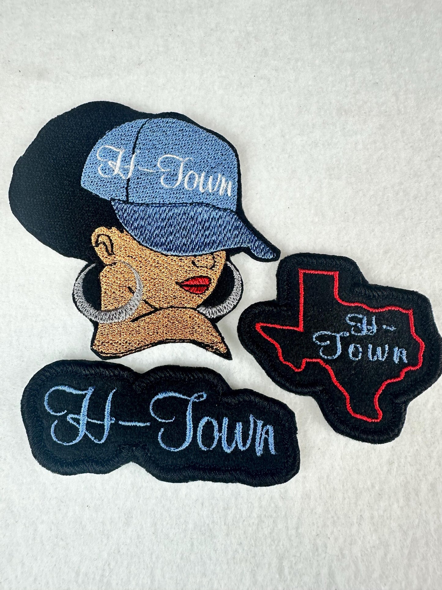 H-Town Embroidery Patch Bundle (Set of 3), Large Medium Small , Houston City Pride Patch Set, Sew On with Iron-On Adhesive for Placement