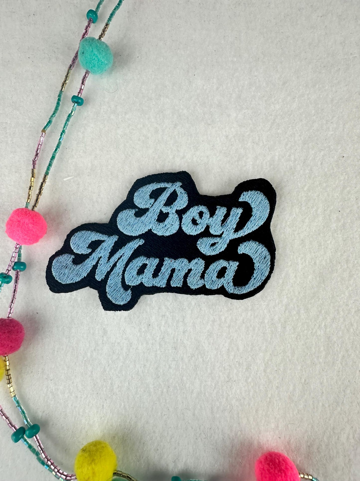 Boy Mama Iron-On Embroidery Patch | Mama Boy Patch | Mom Patch for Backpack & Tote Bag | Cute Mom Gift
