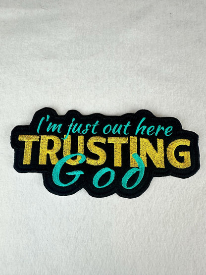Trusting In God Embroidery Patch, Faith Based Christian Patch, Sew On Patch with Iron-On Adhesive for Placement, Jacket Bag Hoodie Patch