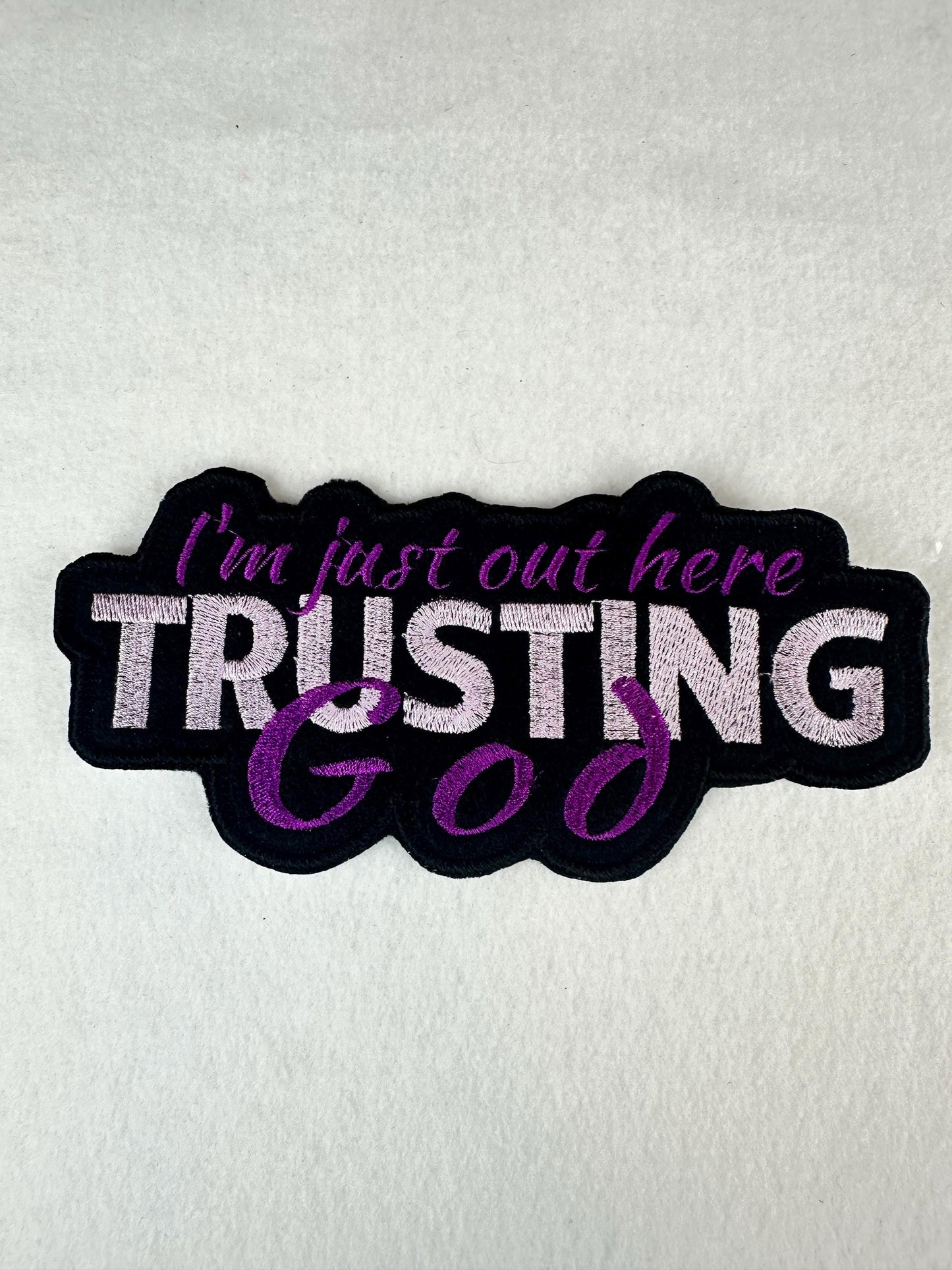 Trusting In God Embroidery Patch, Faith Based Christian Patch, Sew On Patch with Iron-On Adhesive for Placement, Jacket Bag Hoodie Patch