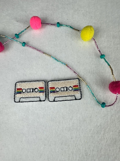 Cassette Tape Mini Embroidery Patch, Retro Music Patch, Tape Cassette Patch, Sew On with Iron-On Adhesive for Placement