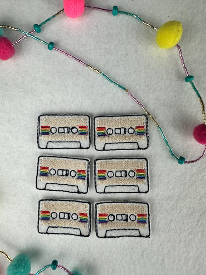 Cassette Tape Mini Embroidery Patch, Retro Music Patch, Tape Cassette Patch, Sew On with Iron-On Adhesive for Placement